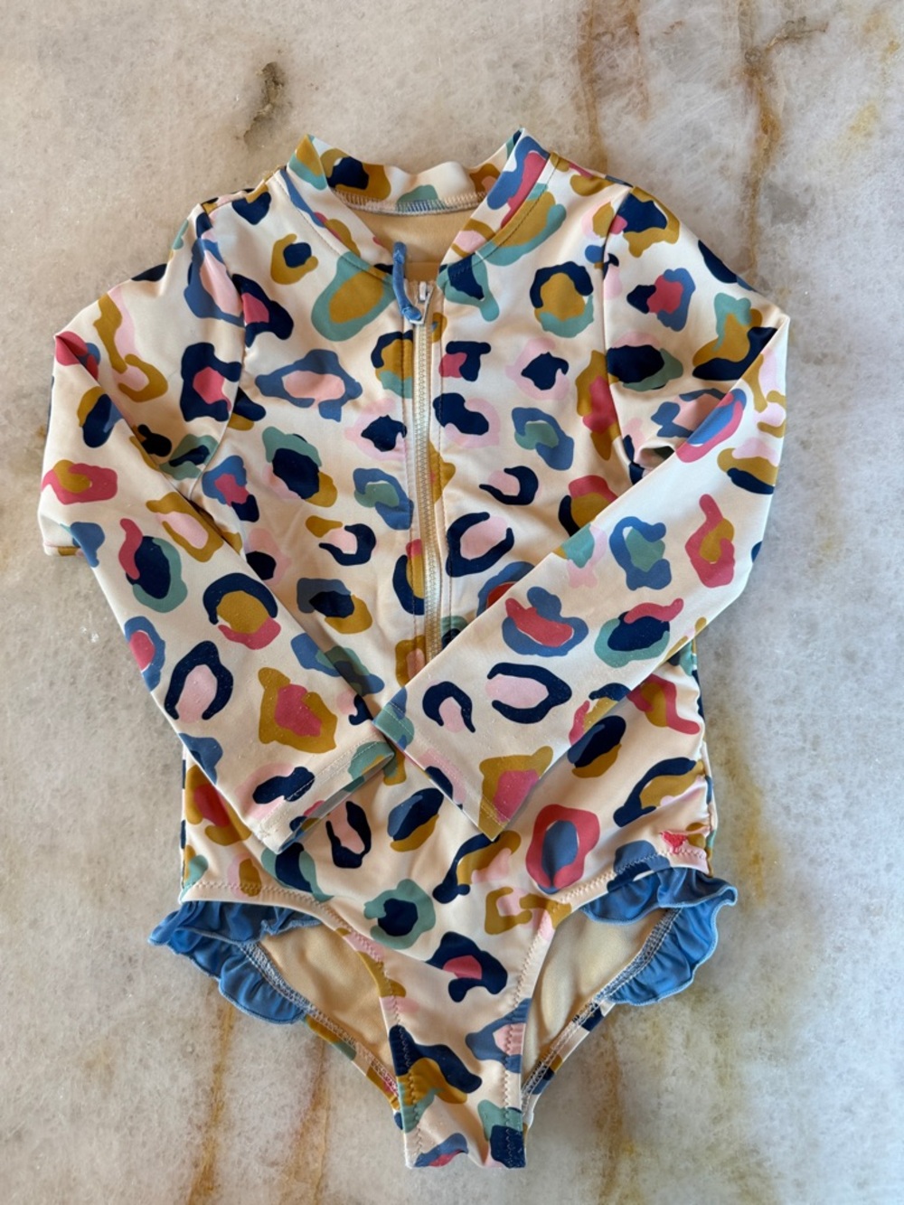 Pink Chicken Girls Long Sleeve Leopard Print One-Piece Swimsuit -  Sz 5